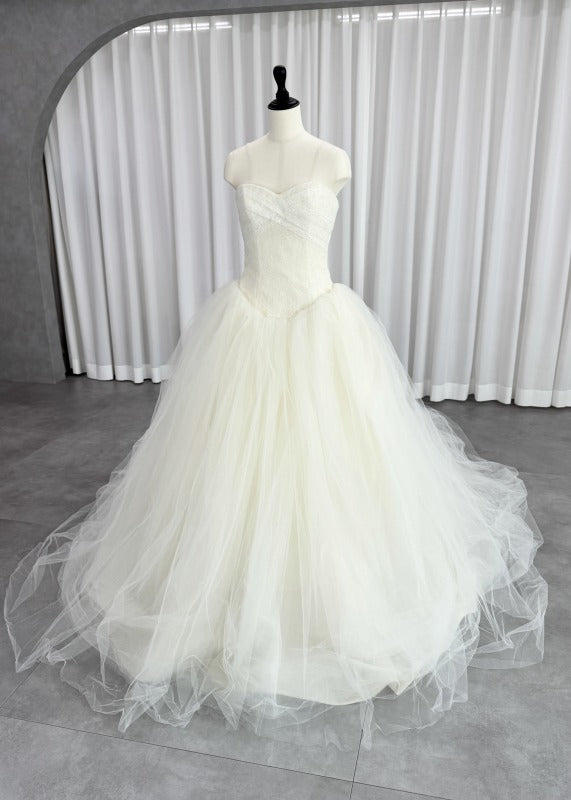 Vera Wang Bride Ballerina A-Line婚纱白色第一主所有者郁金香熊顶