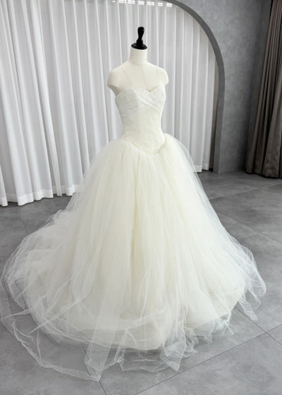 Vera Wang Bride Ballerina A-Line婚纱白色第一主所有者郁金香熊顶