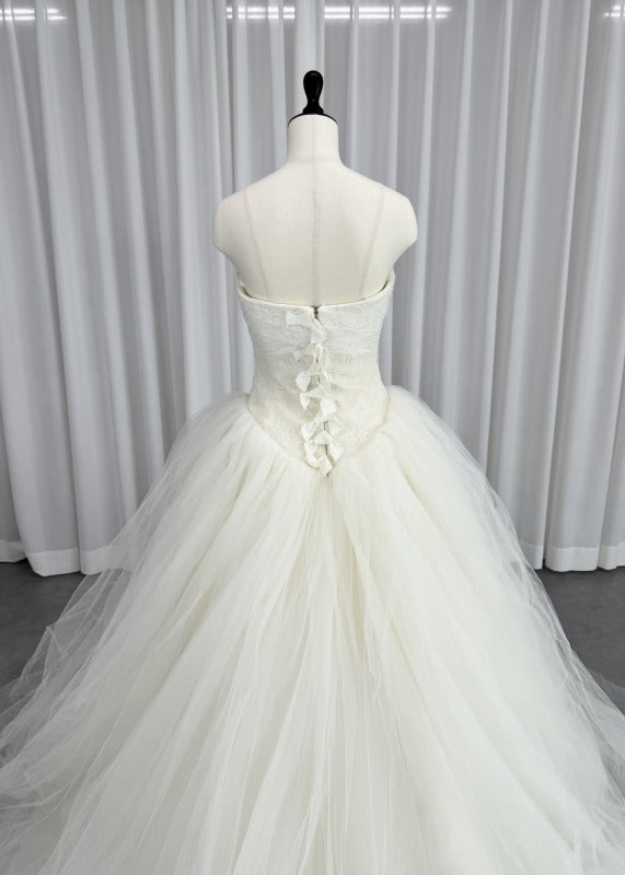 Vera Wang Bride Ballerina A-Line婚纱白色第一主所有者郁金香熊顶