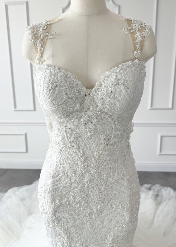 Galia lahav Loretta Mermaid 라인 웨딩 드레스 White White