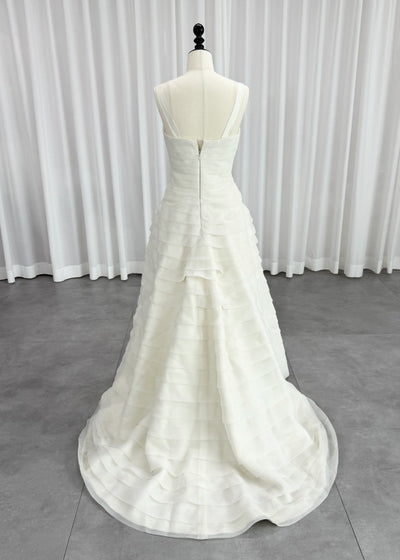 Pronovias a-line 웨딩 드레스 아이보리 흰색 첫 번째 소유자 어깨