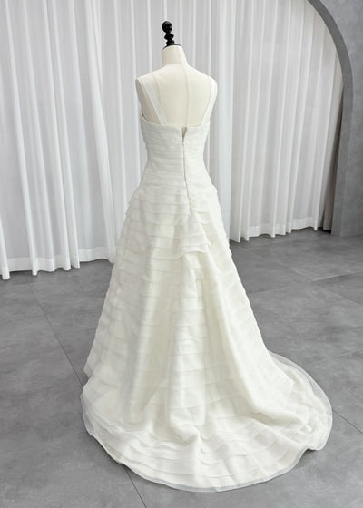 Pronovias a-line 웨딩 드레스 아이보리 흰색 첫 번째 소유자 어깨