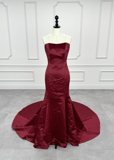 MerryMarry Mermaid Line Wedding Dress Red Red First Owner 2way Red Red Mermaid Satin