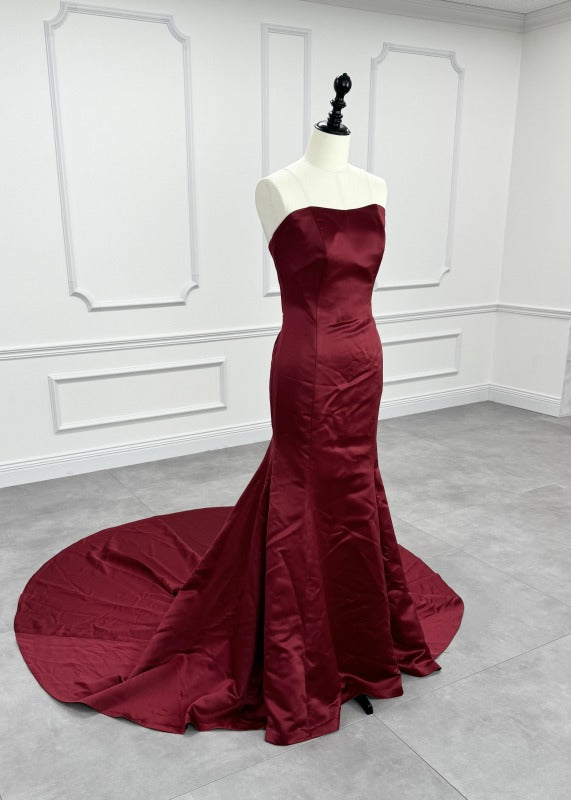 MerryMarry Mermaid Line Wedding Dress Red Red First Owner 2way Red Red Mermaid Satin