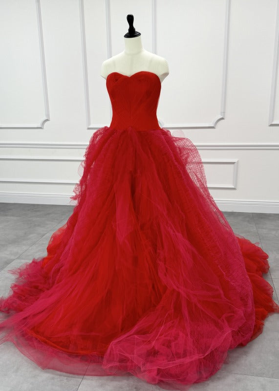 VERA WANG Octavia Cardina Octavia Cardinal Princess Line Wedding Dress Red Red First Owner Red Dress Tulle