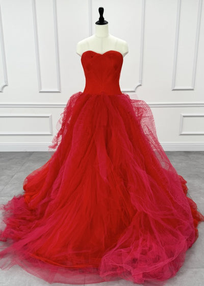 VERA WANG Octavia Cardina Octavia Cardinal Princess Line Wedding Dress Red Red First Owner Red Dress Tulle