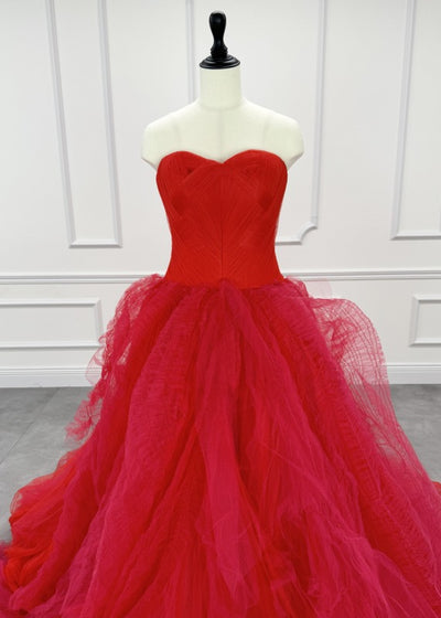 VERA WANG Octavia Cardina Octavia Cardinal Princess Line Wedding Dress Red Red First Owner Red Dress Tulle