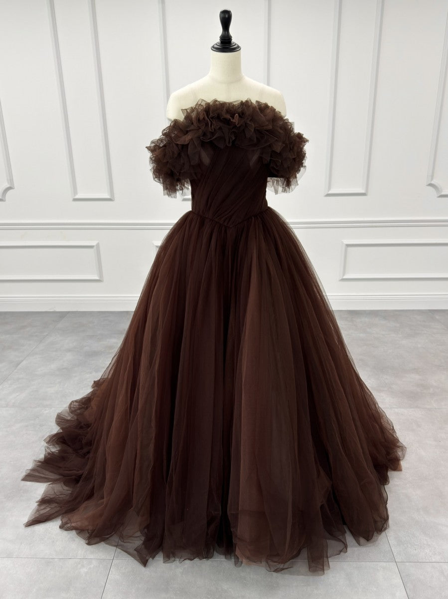 Tunoahwedding NOA0058_BROWN COLOR DRESS PRINKESS LINE